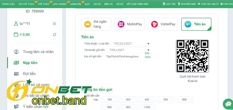 Nạp Tiền Onbet Nhanh Chóng Đơn Giản Với Các Gợi Ý Sẵn Có